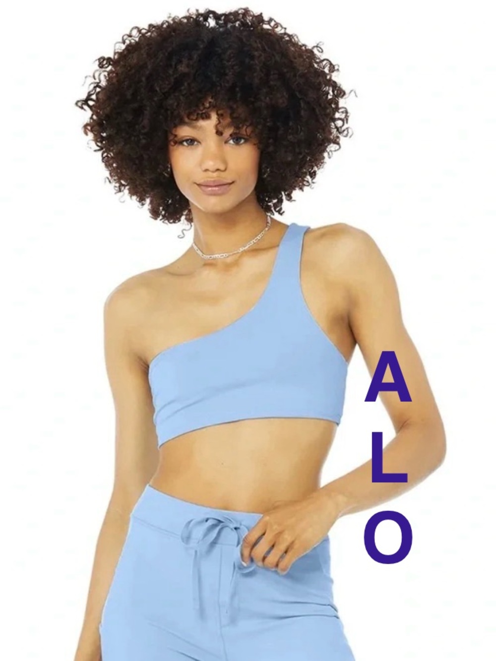 Alo | Light Blue One-Shoulder Sports Bra - Size Large